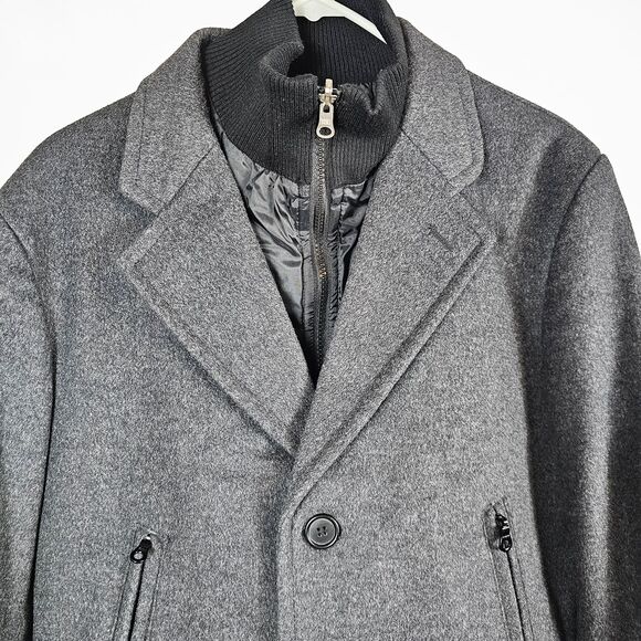 Sisley Men's Long Gray Wool Blend  Peacoat Size Euro size 50 US 40 Medium/Large - Picture 7 of 9